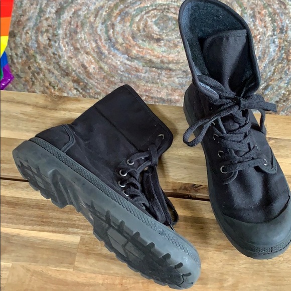 black canvas combat boots